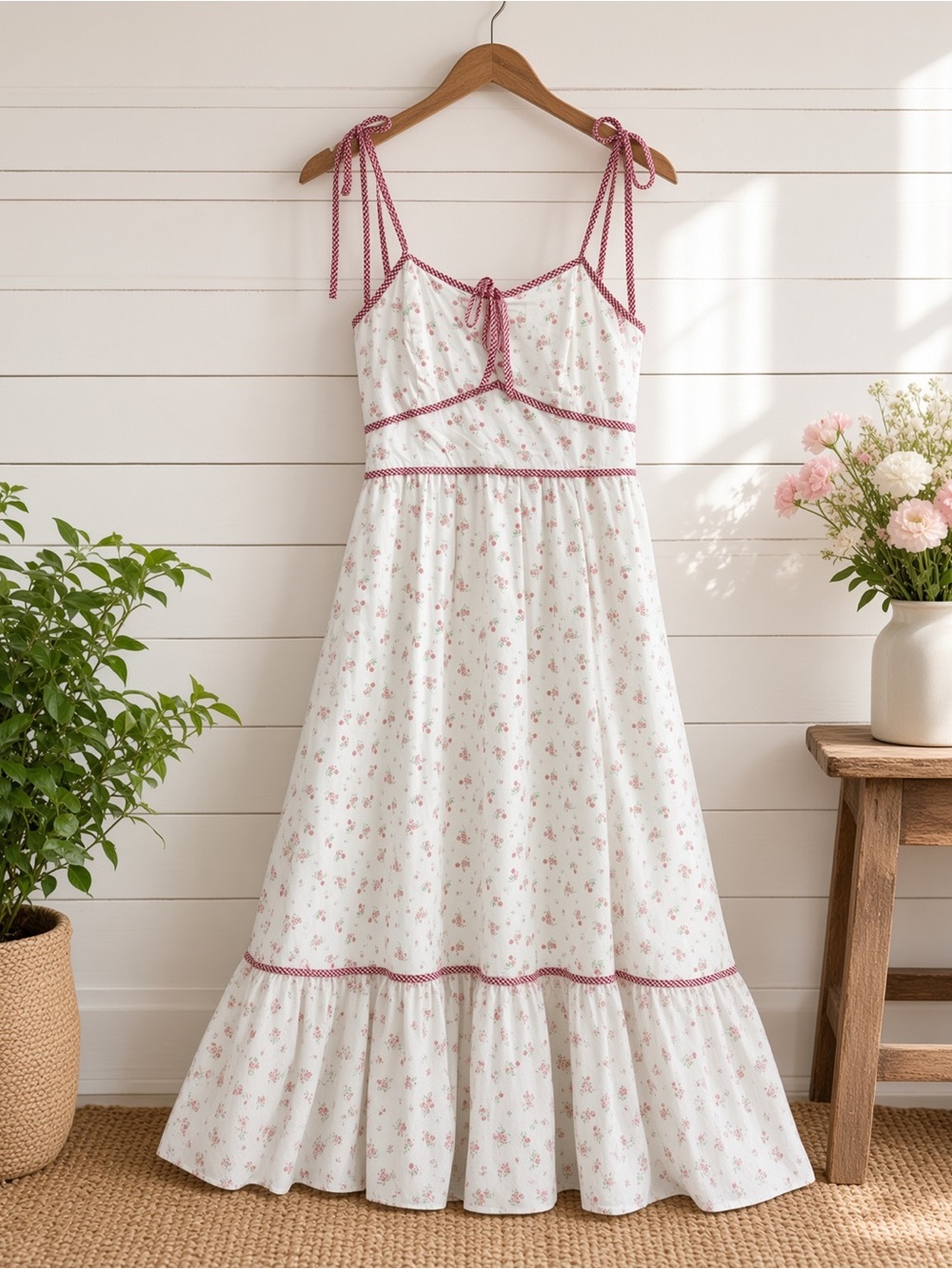 Floral Tie Strap Midi Summer Sundress